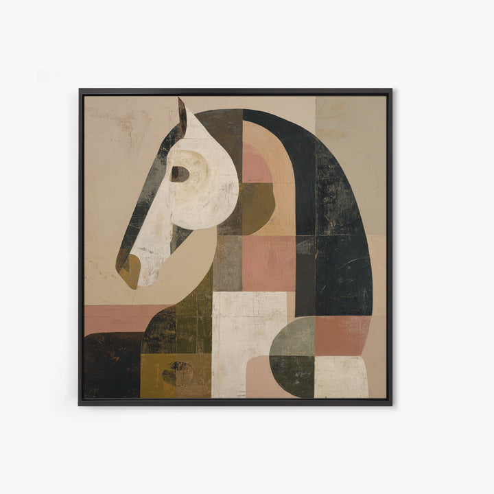 Mid Century Horse Framed Canvas Print, Midcentury Modern Art, Modern Decor, Living Room Decor, Fine Art, Retro, Poster, MMA-1x1-67