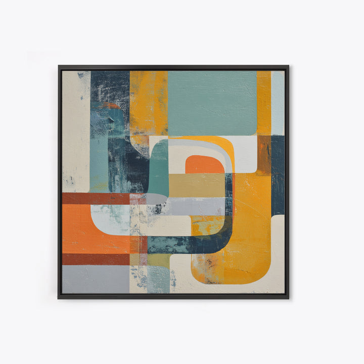 Boomerang Shapes in Mustard Teal and Coral Canvas Print, Midcentury Modern Art, Home Decor, Living Room Decor, Retro, MMA-1x1-73