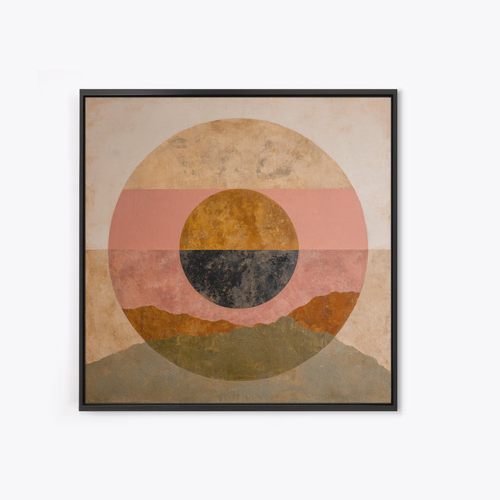 Large Sun and Hill Shapes Canvas Print, Midcentury Modern Art, Poster, Living Room Decor, Retro, Art Deco, Original Art, MMA-1x1-77