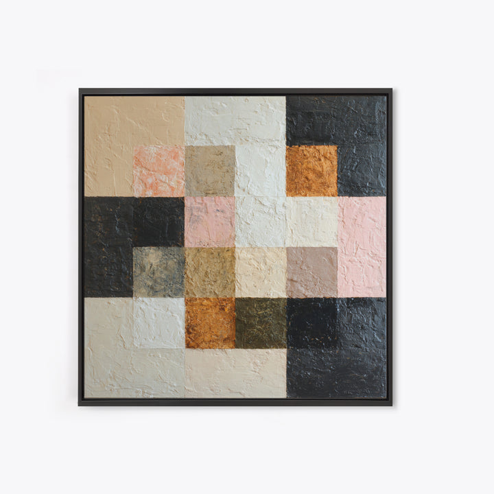 Desert Landscape Reduced to Color Blocks Framed Canvas Print, Midcentury Modern Art, Fine Art Print, Living Room Decor, Retro, MMA-1x1-80