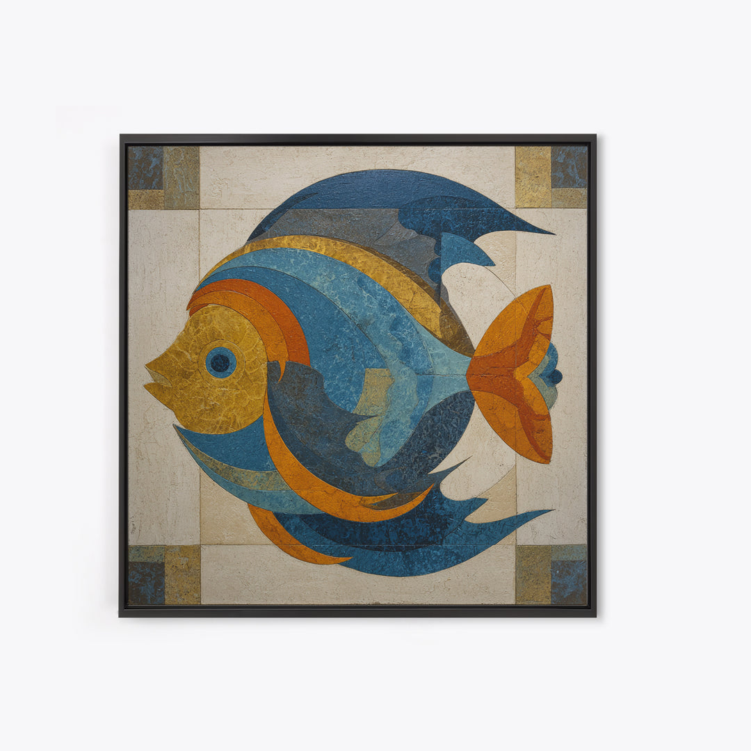 Abstract Fish Shapes Canvas Print, Midcentury Modern Art, Neutral Decor, Living Room Decor, Fine Art, Retro, Home Decor, MMA-1x1-90