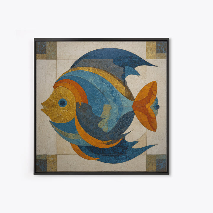 Abstract Fish Shapes Canvas Print, Midcentury Modern Art, Neutral Decor, Living Room Decor, Fine Art, Retro, Home Decor, MMA-1x1-90
