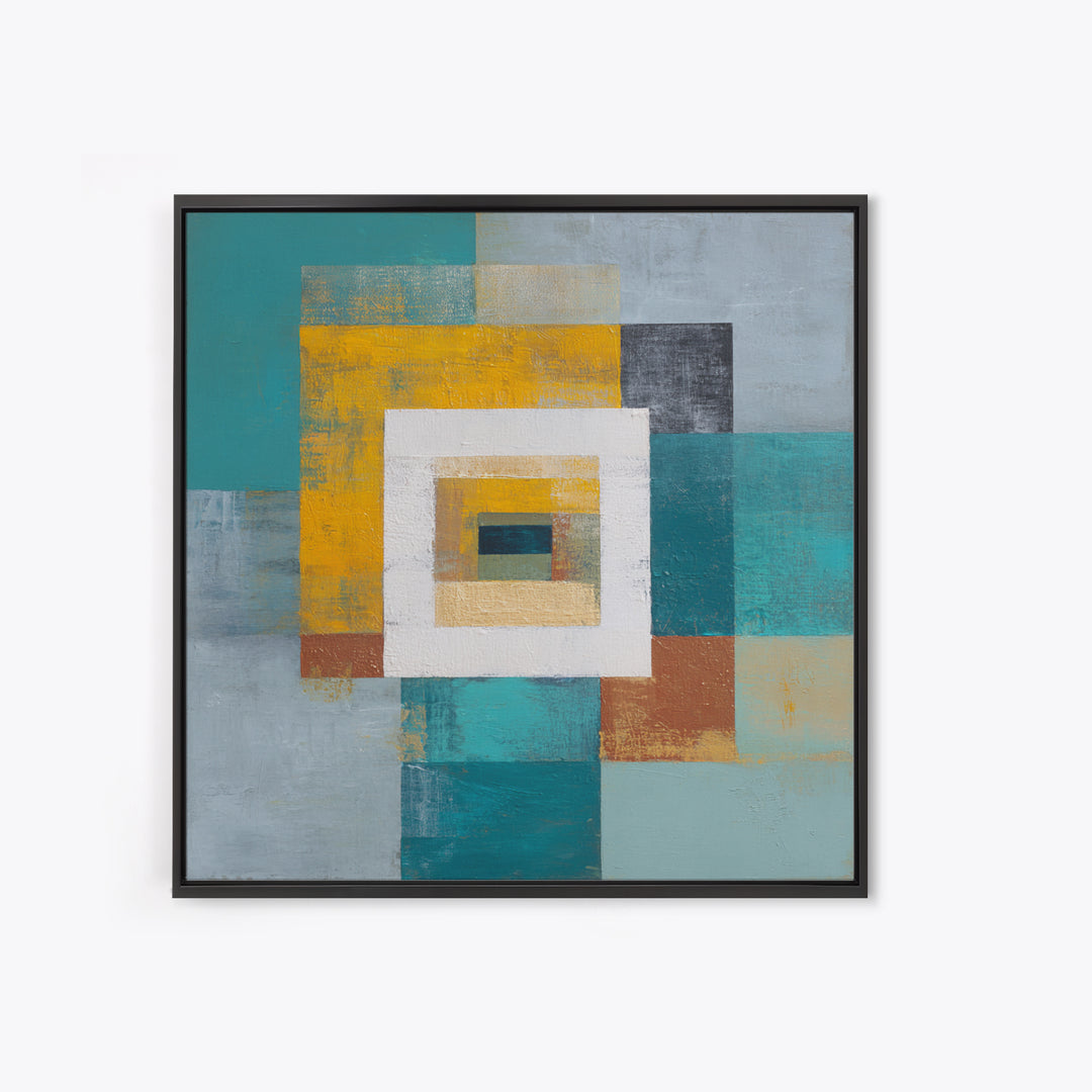 Teal Sofa Era Abstract Pattern Without Furniture Canvas Print, Midcentury Modern Art, Digital Prints, Living Room Decor, Retro, MMA-1x1-96
