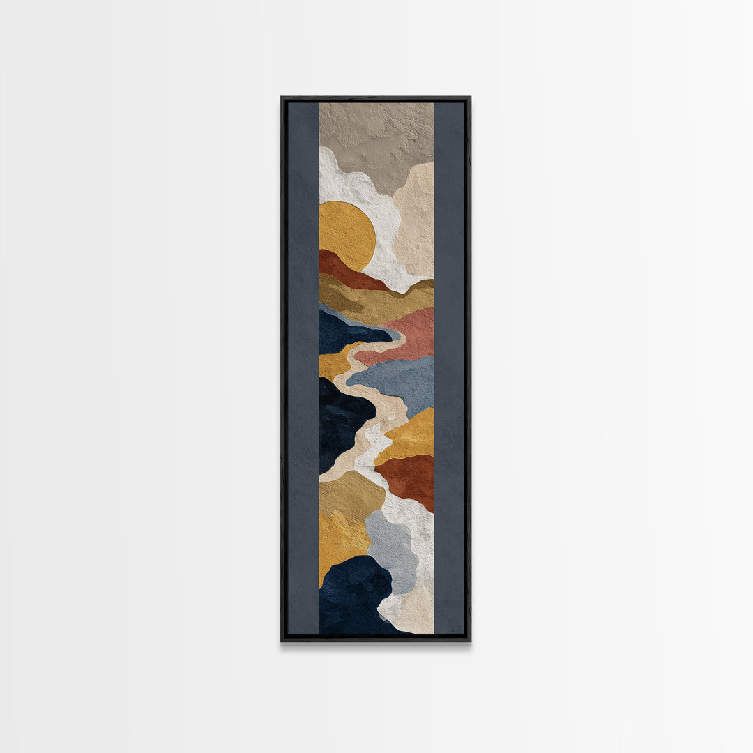 Large Sun and Hill Shapes Canvas Print, Midcentury Modern Art, Poster, Living Room Decor, Retro, Art Deco, Original Art, MMA-1x3-17
