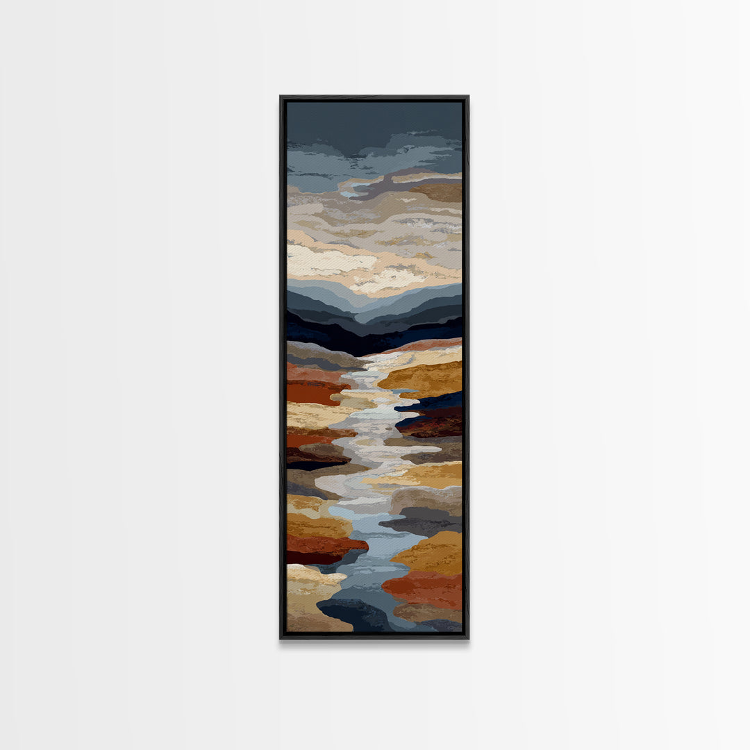 Desert Landscape Reduced to Color Blocks Canvas Print, Midcentury Modern Art, Living Room Wall Art, Living Room Decor, Retro, MMA-1x3-92