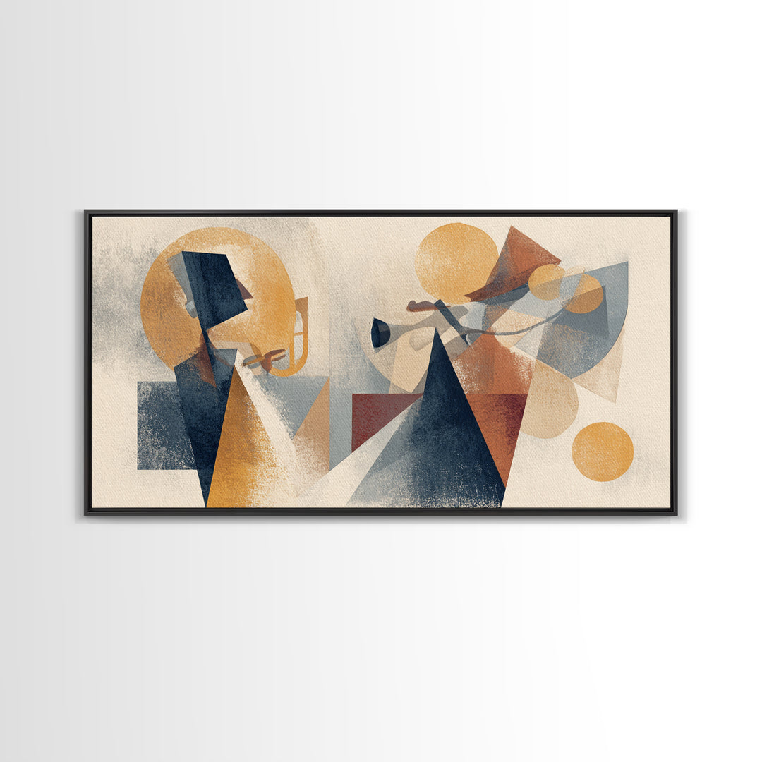 Jazz Musician in Angular Mid Century Style Canvas Print, Midcentury Modern Art, Digital Art, Living Room Decor, Retro, MMA-2x1-29