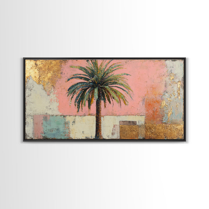 Stylized Palm Tree Framed Canvas Print, Midcentury Modern Art, Wall Decor, Living Room Decor, Fine Art, Retro, Digital Print, MMA-2x1-37