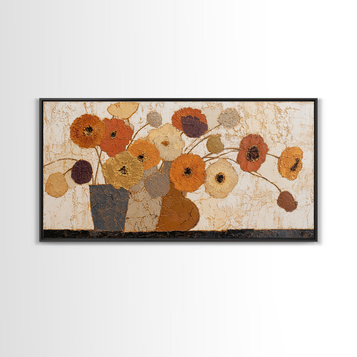 Vase of Flowers Rendered Framed Canvas Print, Midcentury Modern Art, Poster, Living Room Decor, Fine Art, Retro, Art Deco, MMA-2x1-40