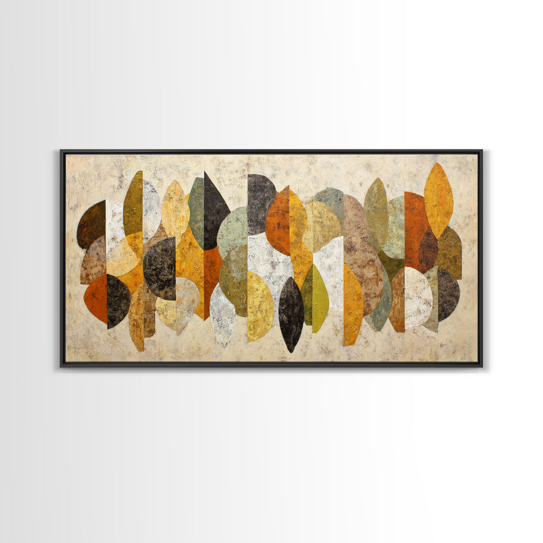 Abstract Leaf Shapes Canvas Print, Midcentury Modern Art, Art, Living Room Decor, Watercolor Art, Retro, Abstract Art, MMA-2x1-78
