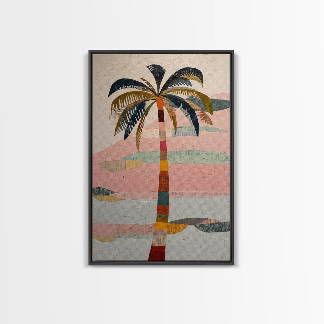 Stylized Palm Tree Framed Canvas Print, Midcentury Modern Art, Art Print, Living Room Decor, Fine Art, Retro, Abstract Wall Art, MMA-2x3-1