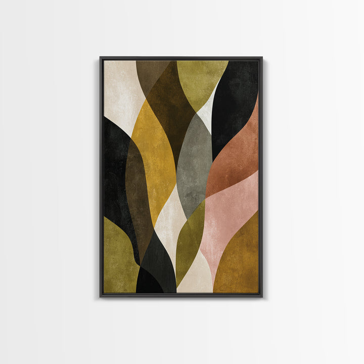 Abstract Leaf Shapes Framed Canvas Print, Midcentury Modern Art, Home Decor, Living Room Decor, Fine Art, Retro, Boho, MMA-2x3-18