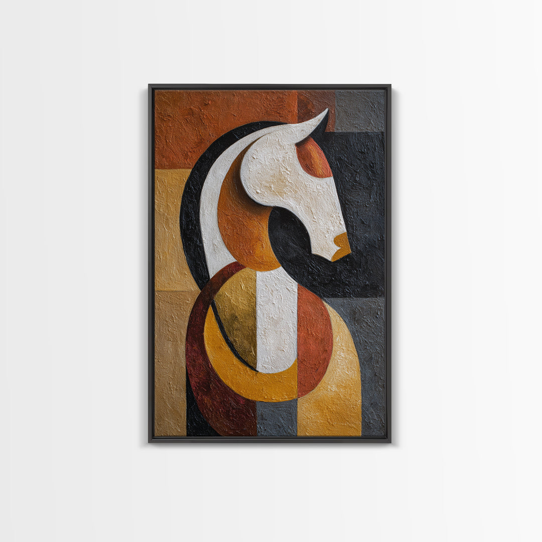 Mid Century Horse Framed Canvas Print, Midcentury Modern Art, Room Decor, Living Room Decor, Fine Art, Retro, Art Print, MMA-2x3-3