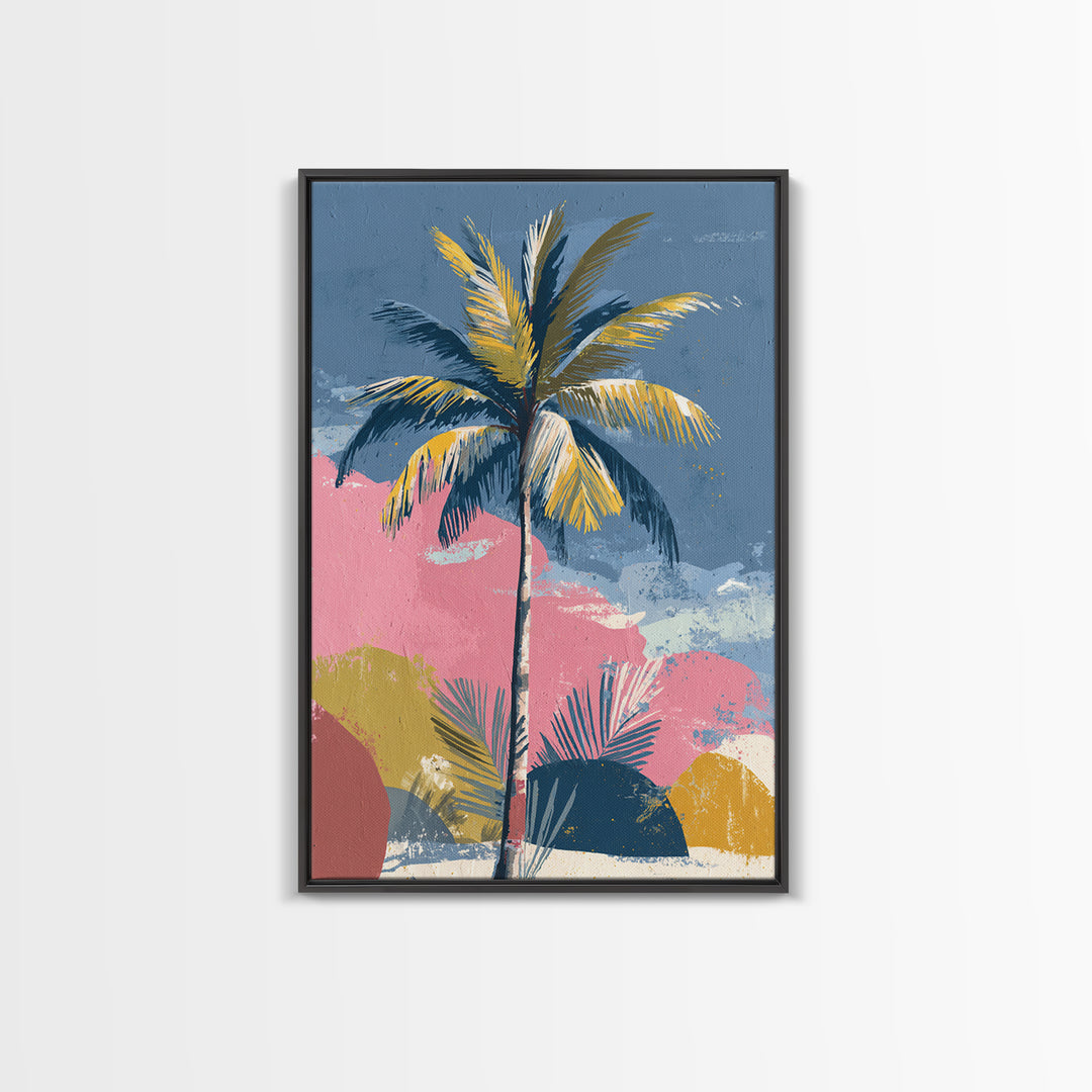 Stylized Palm Tree Framed Canvas Print, Midcentury Modern Art, Living Room Decor, Fine Art, Retro, Neutral Decor, Modern Decor, MMA-2x3-73