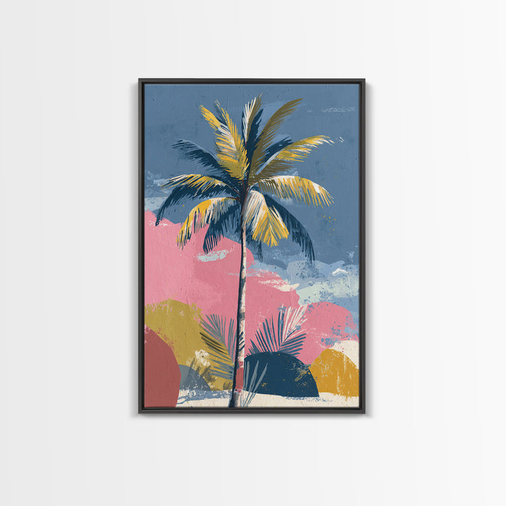 Stylized Palm Tree Framed Canvas Print, Midcentury Modern Art, Living Room Decor, Fine Art, Retro, Neutral Decor, Modern Decor, MMA-2x3-73