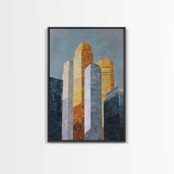 Retro City Skyline Canvas Print, Midcentury Modern Art, Boho, Living Room Decor, Abstract Art, Retro, Retro Wall Art, MMA-2x3-79