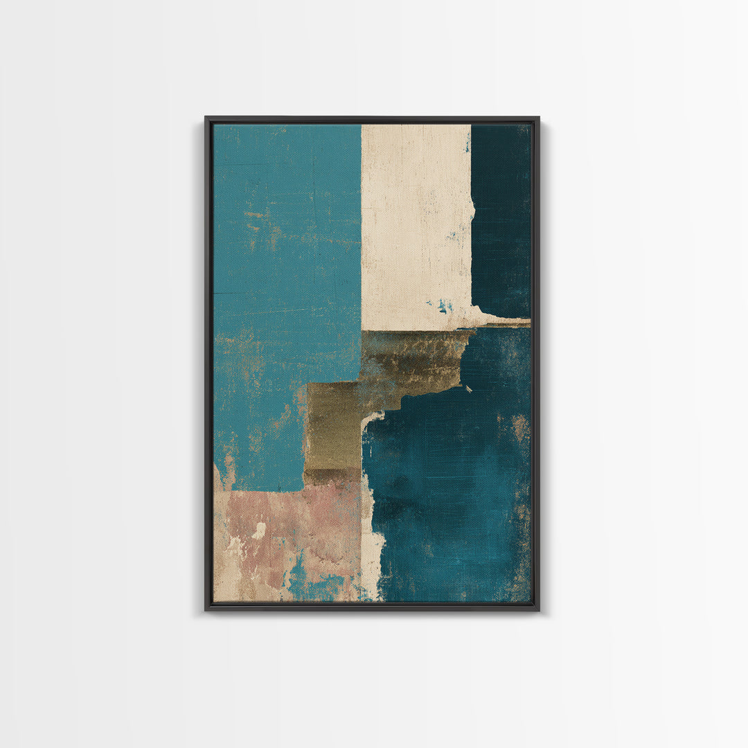 Teal Sofa Era Abstract Pattern Without Furniture Canvas Print, Midcentury Modern Art, Digital Art, Living Room Decor, Retro, MMA-2x3-80