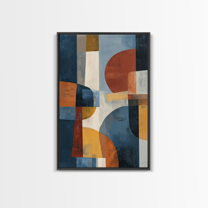 Abstract Cat in Mid Century Color Palette Framed Canvas Print, Midcentury Modern Art, Retro Wall Art, Living Room Decor, Retro, MMA-2x3-83