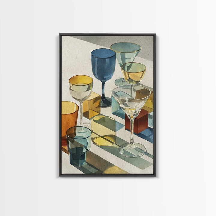Retro Cocktail Glasses Canvas Print, Midcentury Modern Art, Mid Century Modern, Living Room Decor, Retro, Boho Wall Decor, MMA-2x3-86