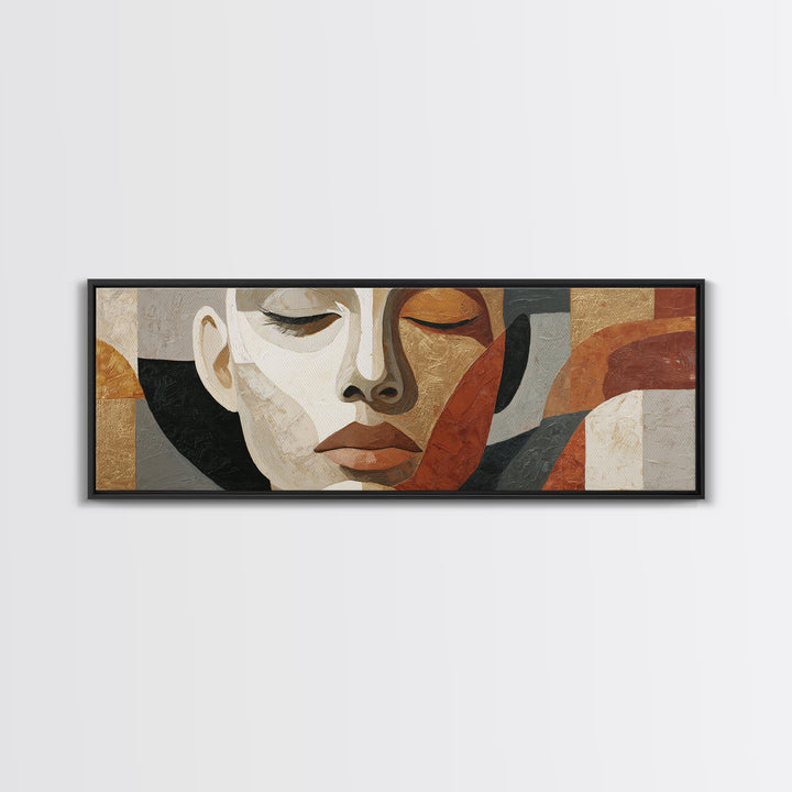 Mod Female Portrait Framed Canvas Print, Midcentury Modern Art, Prints, Living Room Decor, Fine Art, Retro, Abstract Wall Art, MMA-3x1-47
