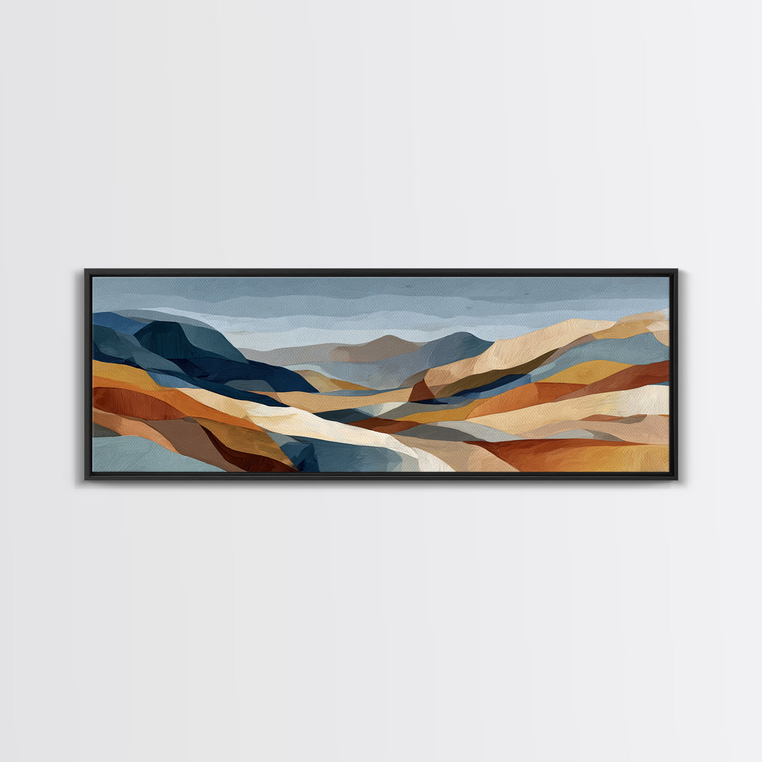 Desert Landscape Reduced to Color Blocks Canvas Print, Midcentury Modern Art, Textured Painting, Living Room Decor, Retro, MMA-3x1-48