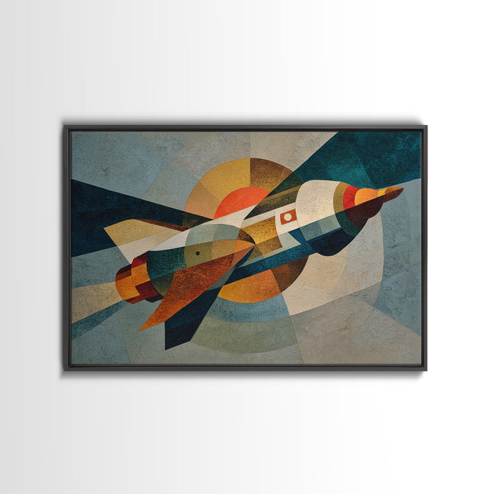 Rocket Ship in Retro Space Age Design Canvas Print, Midcentury Modern Art, Living Room Decor, Fine Art, Retro, Neutral Decor, MMA-3x2-42