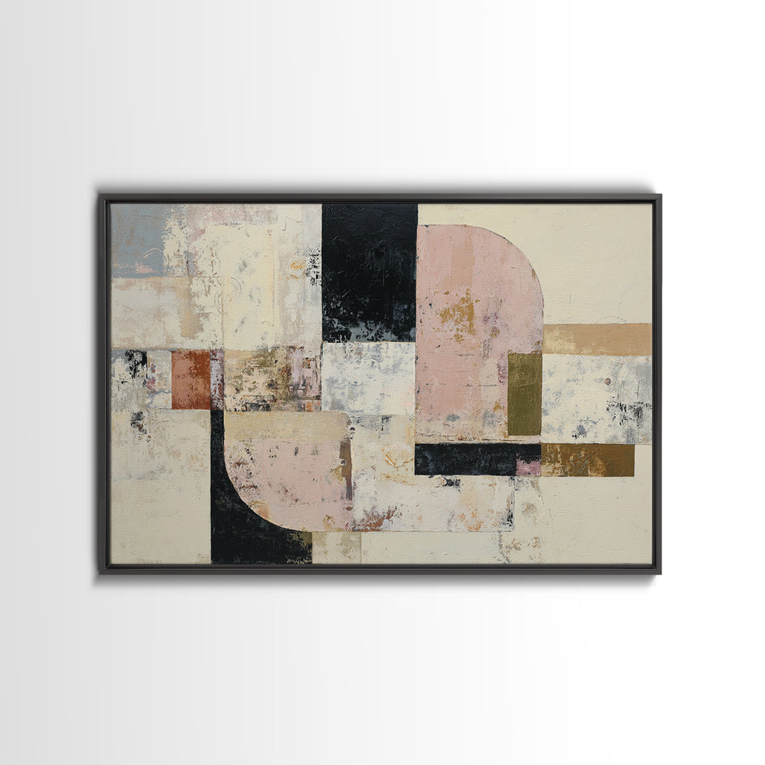 Oval and Rectangle Composition Canvas Print, Midcentury Modern Art, Minimalist Decor, Living Room Decor, Fine Art, Retro, MMA-3x2-68