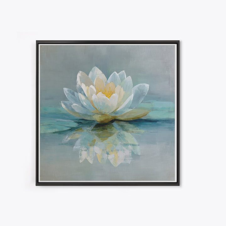 Lotus Flower Floating on Still Water Framed Canvas Print, Medical Office Art, Animal Art, Office Decor, Watercolor Art, Calm, MOA-1x1-11