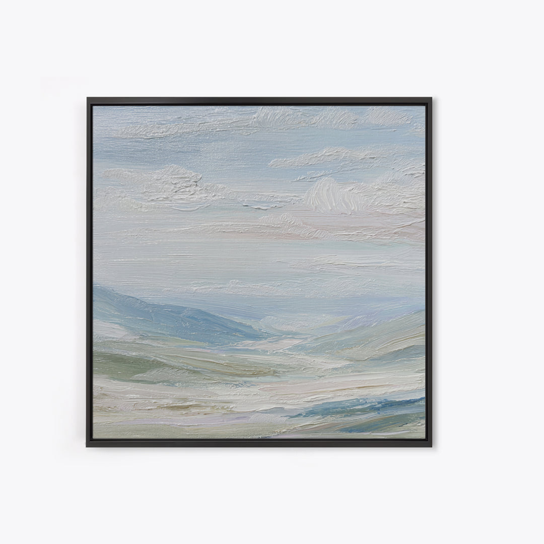 Soft Mountain Landscape Framed Canvas Print, Medical Office Art, Healthcare Wall Art, Office Decor, Oil Painting, Calm, MOA-1x1-2