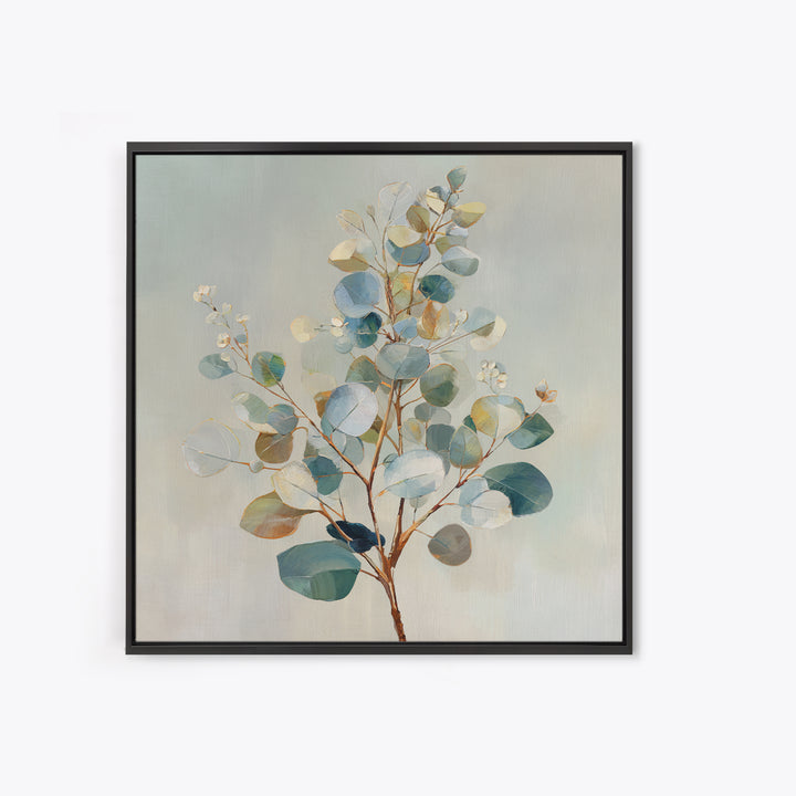 Botanical Eucalyptus Branch Framed Canvas Print, Medical Office Art, Medical Decor, Office Decor, Oil Painting, Calm, MOA-1x1-27