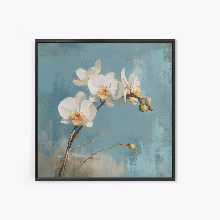White Orchid on Gray Stone Surface Canvas Print, Medical Office Art, School Nurse Art, Office Decor, Oil Painting, Calm, MOA-1x1-30