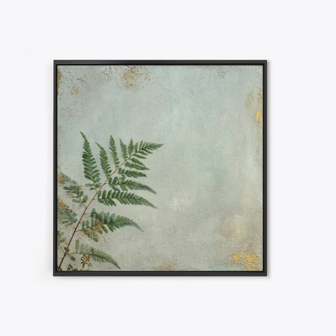 Minimal Green Fern Specimen Framed Canvas Print, Medical Office Art, Gallery Decor, Office Decor, Fine Art, Calm, MOA-1x1-32