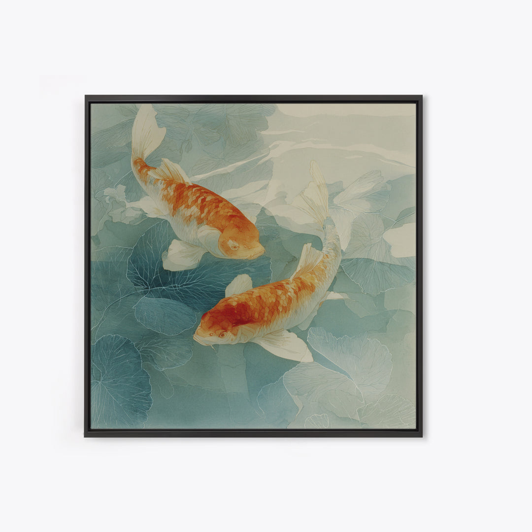 Calm Koi Fish Swimming Through Clear Water Framed Canvas Print, Medical Office Art, Brain Art, Office Decor, Fine Art, Calm, MOA-1x1-46