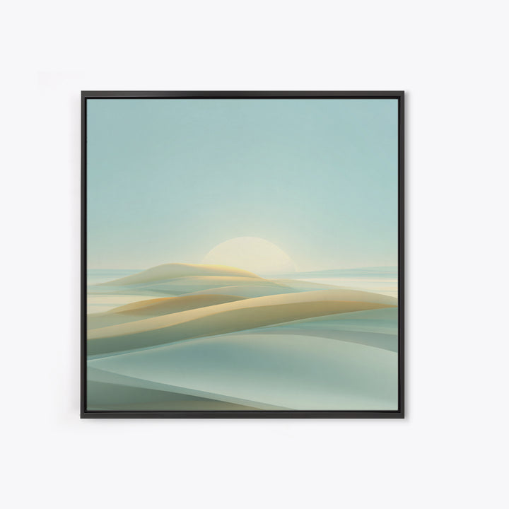 Minimal Sunrise over Rounded Hills Framed Canvas Print, Medical Office Art, Medical Office Decor, Office Decor, Fine Art, Calm, MOA-1x1-47