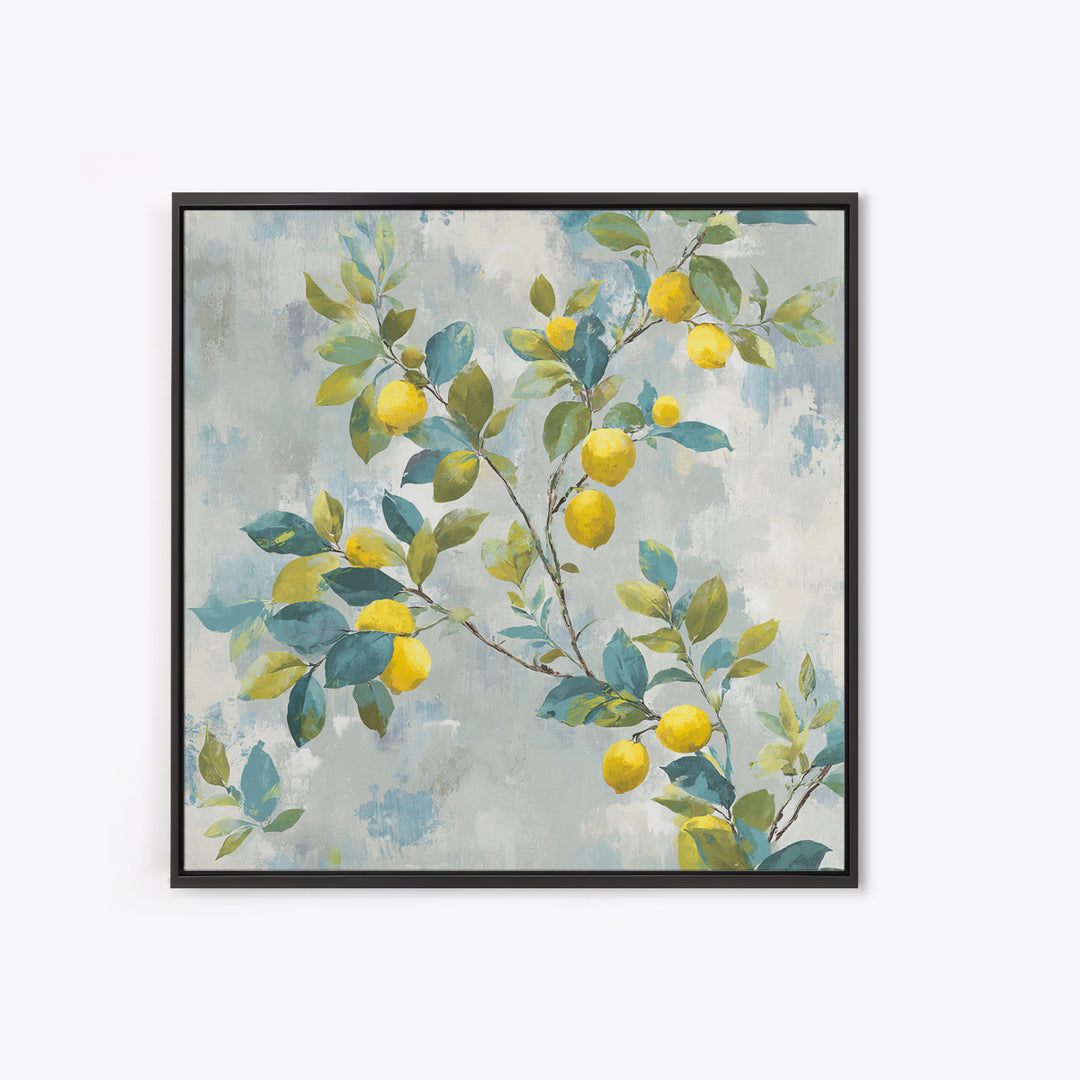 Fresh Citrus and Leaves for Bright Optimism Framed Canvas Print, Medical Office Art, Wall Decor, Office Decor, Fine Art, Calm, MOA-1x1-48