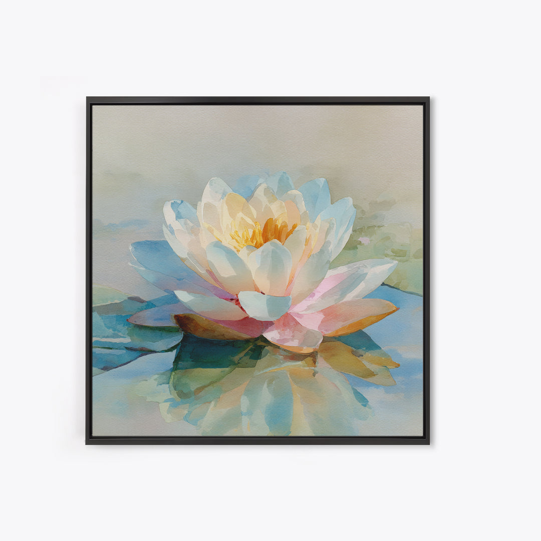 Lotus Flower Floating on Still Water Canvas Print, Medical Office Art, Neuroscience Art, Office Decor, Fine Art, Calm, MOA-1x1-59