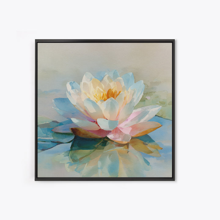Lotus Flower Floating on Still Water Canvas Print, Medical Office Art, Neuroscience Art, Office Decor, Fine Art, Calm, MOA-1x1-59