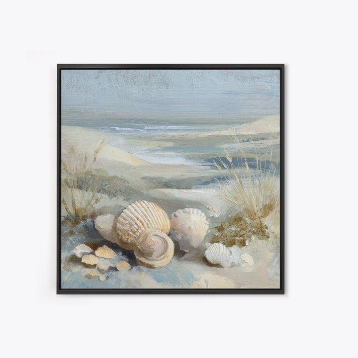 Coastal Shells and Water Study Framed Canvas Print, Medical Office Art, Anatomy Art, Office Decor, Calm, Statement Artwork, MOA-1x1-68