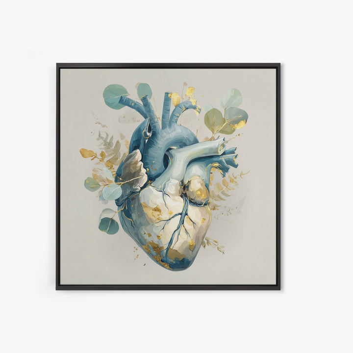 Anatomical Heart Rendered as Tasteful Botanical Art Canvas Print, Medical Office Art, Boho Decor, Office Decor, Oil Painting, MOA-1x1-85
