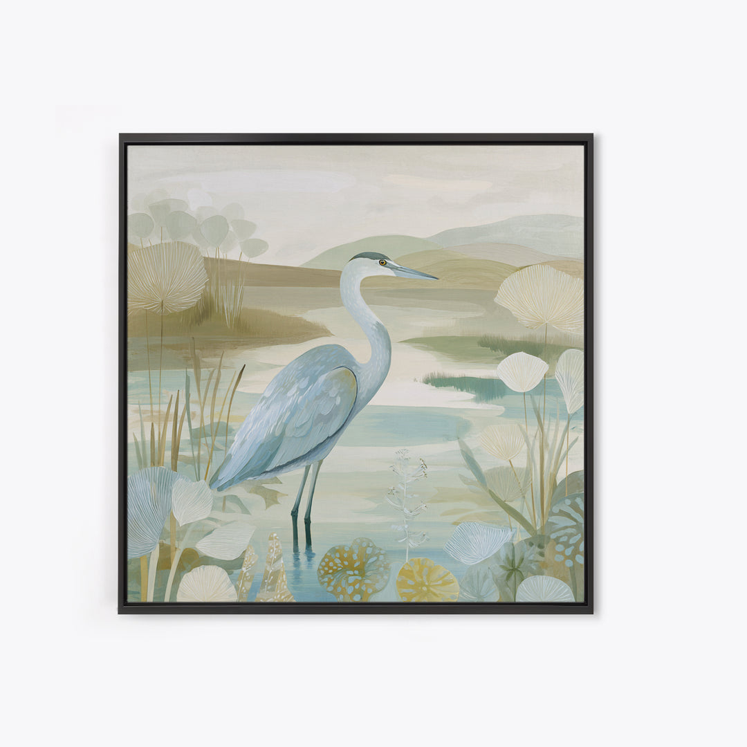 Blue Heron Standing Canvas Print, Medical Office Art, Modern Decor, Office Decor, Fine Art, Calm, Home Decor, Wall Decor, MOA-1x1-86