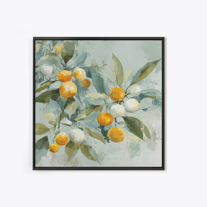 Fresh Citrus and Leaves for Bright Optimism Framed Canvas Print, Medical Office Art, Printable Wall Art, Office Decor, Calm, MOA-1x1-96