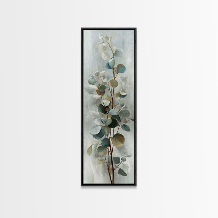 Botanical Eucalyptus Branch Framed Canvas Print, Medical Office Art, Home Decor, Office Decor, Fine Art, Calm, Medical Art, MOA-1x3-15