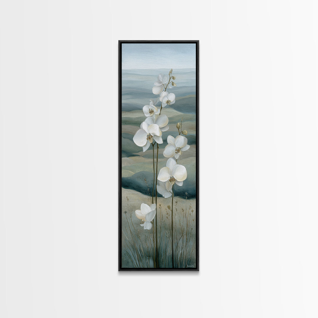 White Orchid on Gray Stone Surface Canvas Print, Medical Office Art, Nurse Wall Art, Office Decor, Fine Art, Calm, Room Decor, MOA-1x3-18