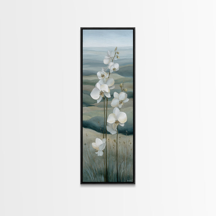 White Orchid on Gray Stone Surface Canvas Print, Medical Office Art, Nurse Wall Art, Office Decor, Fine Art, Calm, Room Decor, MOA-1x3-18