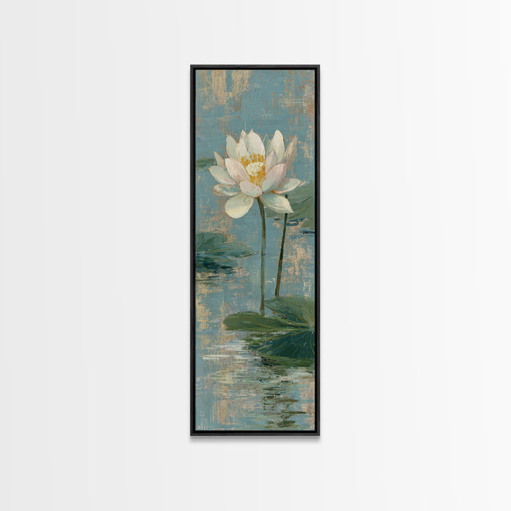 Lotus Flower Floating on Still Water Canvas Print, Medical Office Art, Digital Art, Office Decor, Watercolor Art, Calm, MOA-1x3-23