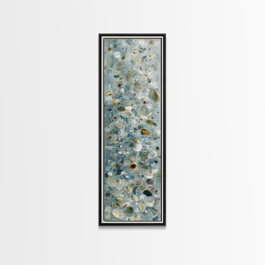 Coastal Shells and Water Study Canvas Print, Medical Office Art, Textured Painting, Office Decor, Calm, Minimalist Art, MOA-1x3-32