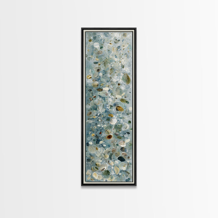 Coastal Shells and Water Study Canvas Print, Medical Office Art, Textured Painting, Office Decor, Calm, Minimalist Art, MOA-1x3-32