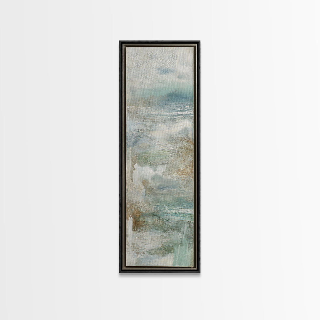 Coastal Shells and Water Study Framed Canvas Print, Medical Office Art, Medical Art, Office Decor, Fine Art, Calm, Biology Art, MOA-1x3-80