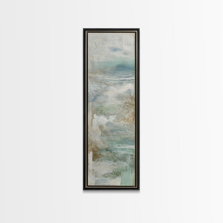 Coastal Shells and Water Study Framed Canvas Print, Medical Office Art, Medical Art, Office Decor, Fine Art, Calm, Biology Art, MOA-1x3-80