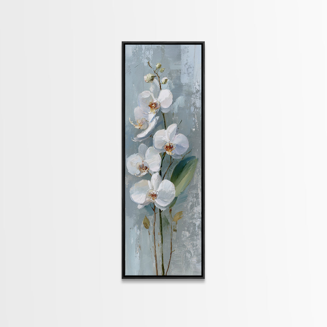 White Orchid on Gray Stone Surface Canvas Print, Medical Office Art, Art Print, Office Decor, Oil Painting, Calm, Printable Art, MOA-1x3-90