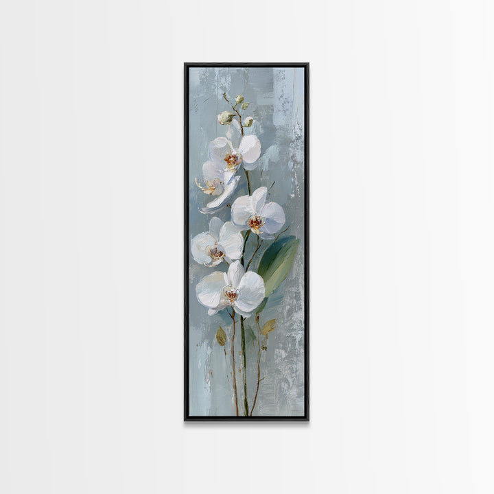 White Orchid on Gray Stone Surface Canvas Print, Medical Office Art, Art Print, Office Decor, Oil Painting, Calm, Printable Art, MOA-1x3-90